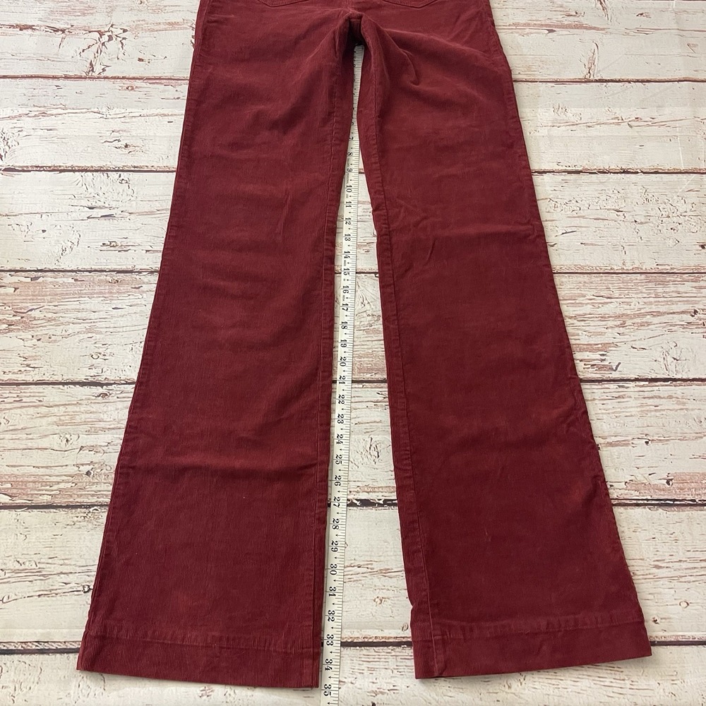 Stella McCartney Burgundy Corduroy Flare Pants Made‎ In Italy Size 28 Inseam 35" - Picture 5 of 14